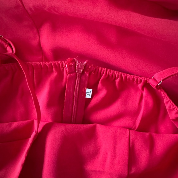 Chic Red Ruffle Mini Dress - Picture 6 of 8